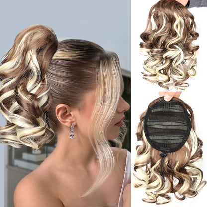 Short Afro Kinky Curly Drawstring Ponytail Synthetic Hairpiece for Women