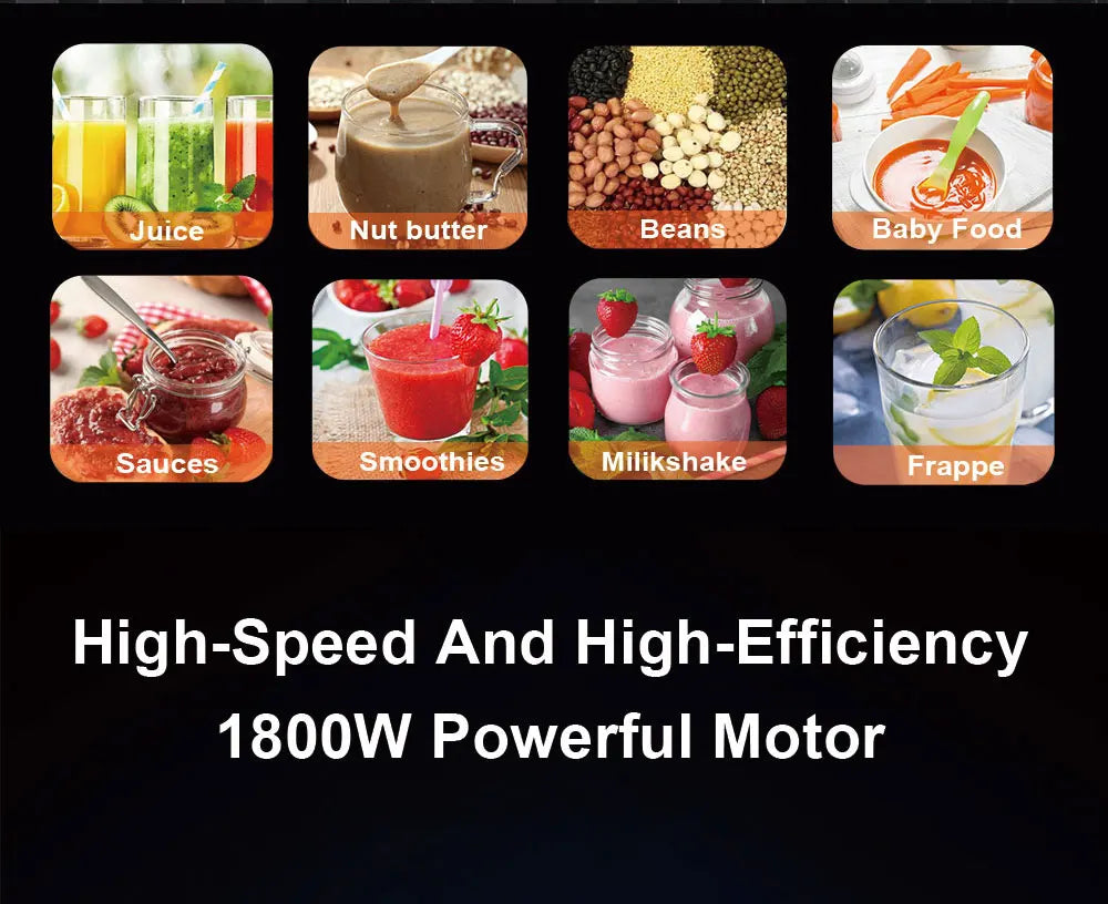 BioloMix Mini Pro 1800W Smoothie Blender with 1.8L & 0.6L Jars, BPA Free
