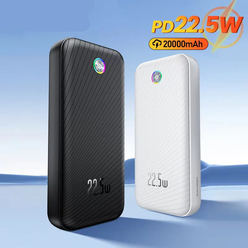 Rocoren 22.5W 20000mAh Power Bank, QC PD 3.0 35W Fast Charge Portable External Battery for iPhone 16, Xiaomi