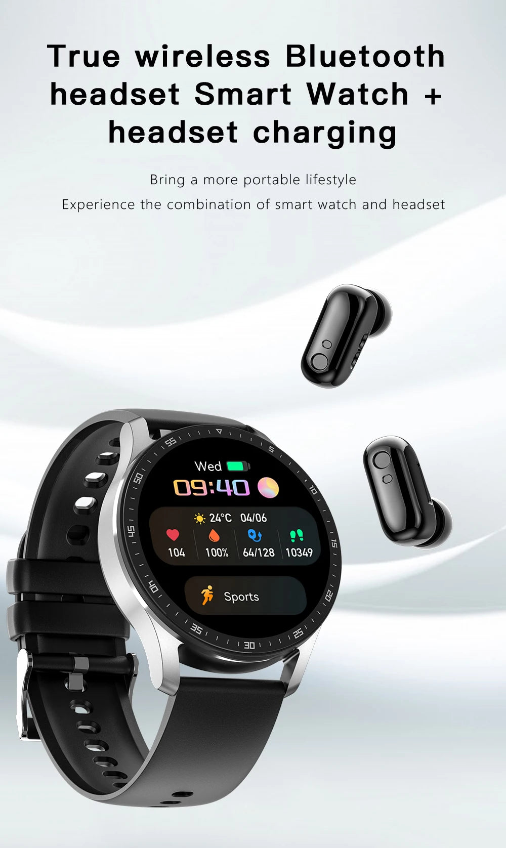 X7 2-in-1 Smart Watch with Earbuds, TWS Bluetooth Earphones, Heart Rate & Blood Pressure Monitor, Fitness Sport Watch