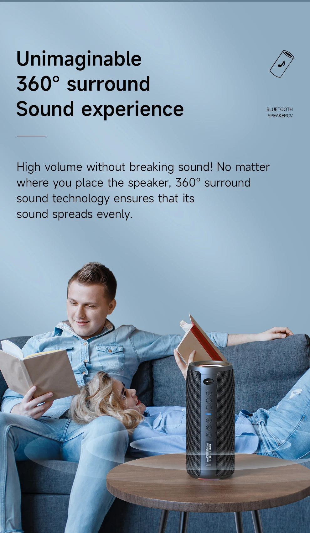 ZEALOT-S51Pro 40W High-Power Bluetooth Speaker, 3D Stereo Bass, Portable, IPX5 Waterproof, TWS Boom Box