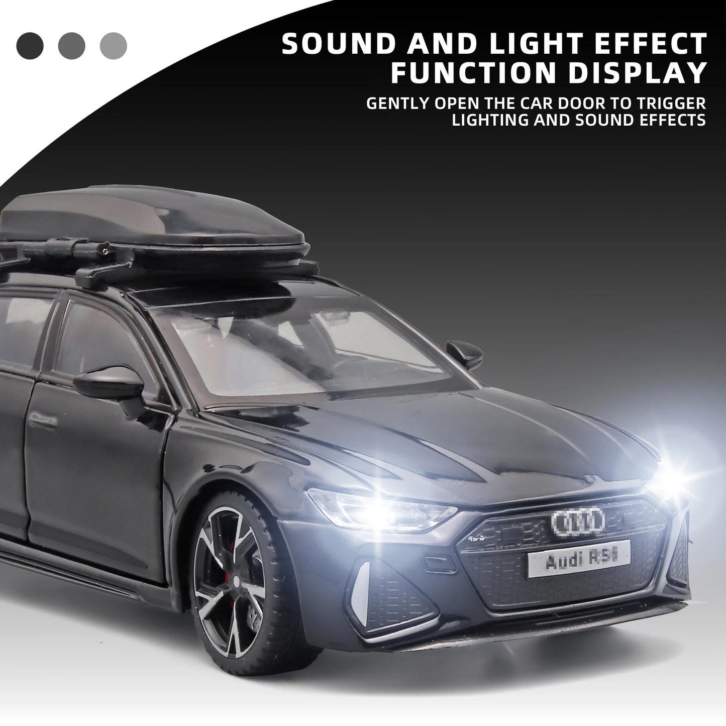 1/32 RS6 Alloy Diecast Toy Car Model with Sound, Light, and Opening Doors - Vehicle Collection for Boys and Adults, Festival Gift