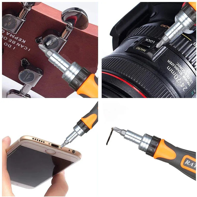Labor-Saving Ratchet Screwdriver Set, Household Magnetic Toolbox with Torx Bits