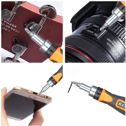 Labor-Saving Ratchet Screwdriver Set, Household Magnetic Toolbox with Torx Bits