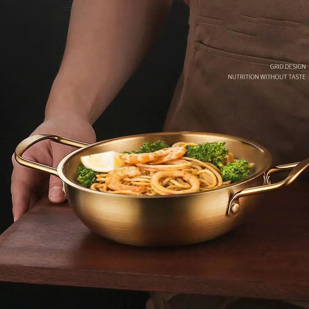Stainless Steel Seafood Rice Pot with Handle Paella Pan Cookware