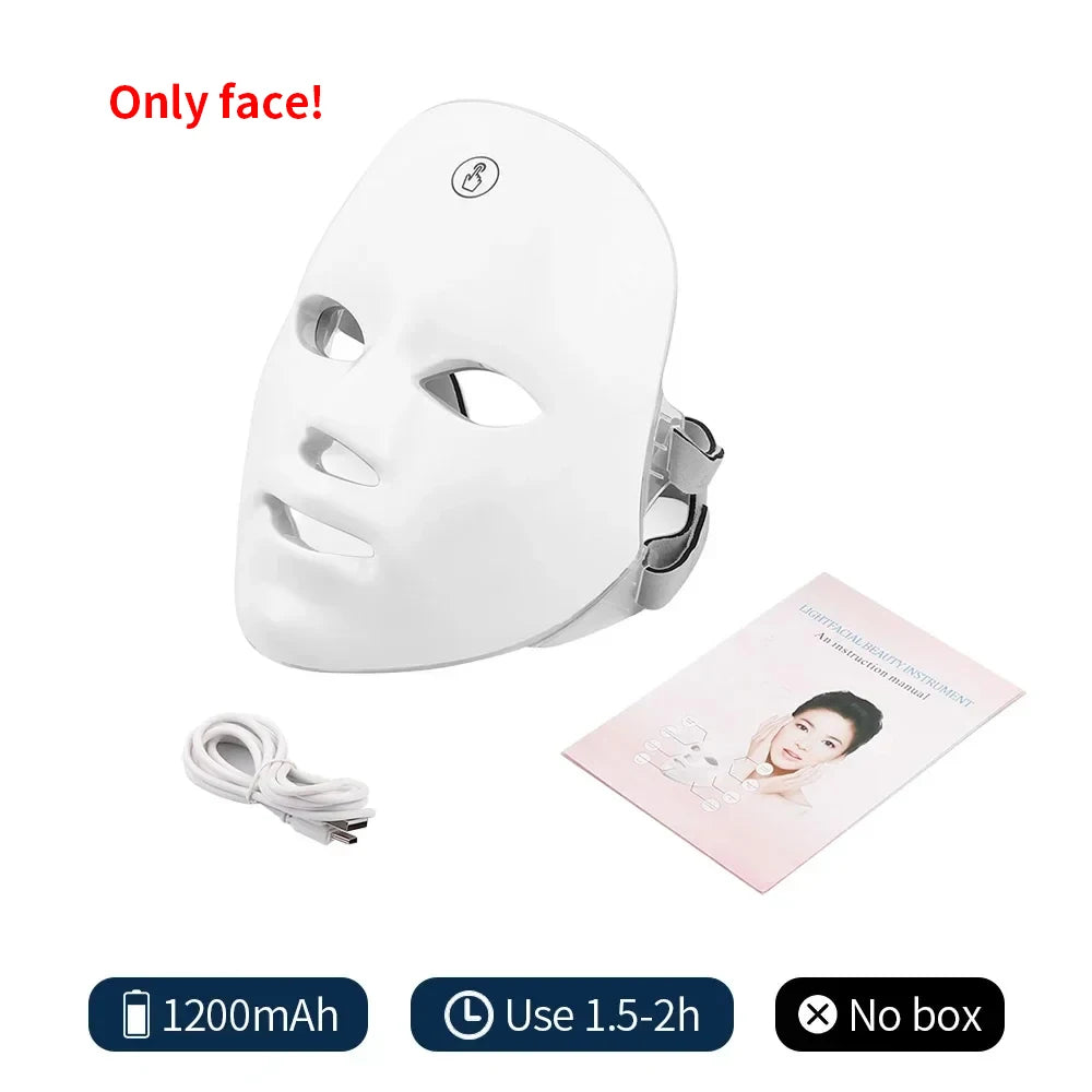 Wireless 7-Color LED Face Beauty Machine - Skin Tightening & Rejuvenation Facial & Neck Mask
