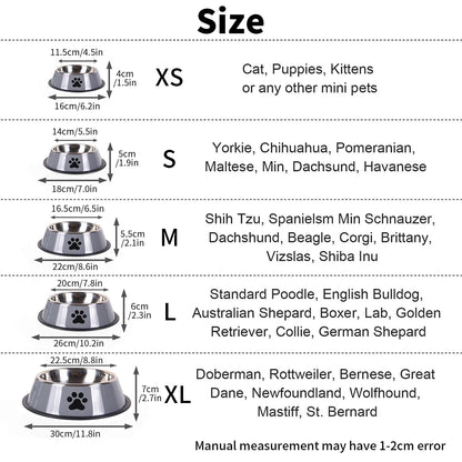 Stainless Steel Anti-Fall Pet Bowl – Cat & Dog Food Bowl, Multi-Specification
