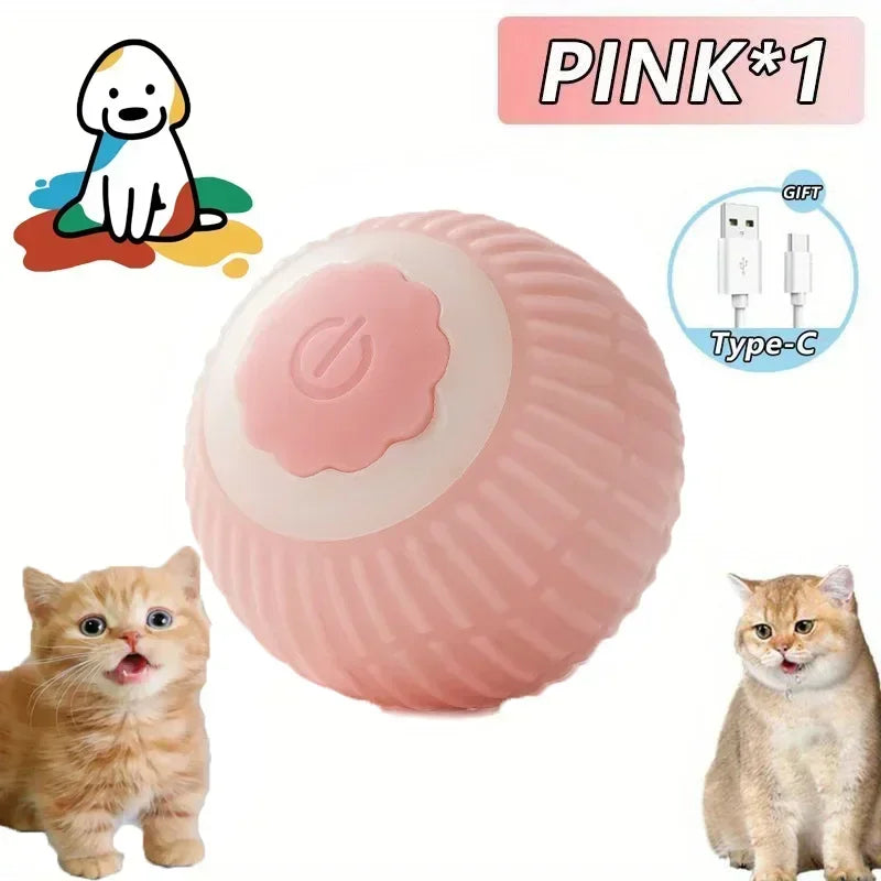 Rechargeable Cat Toy Automatic Rolling Ball with Simulated Tail Electric Pet Interactive Toy for Cats & Dogs