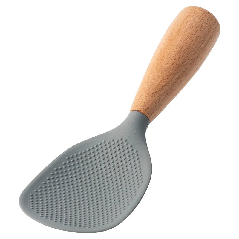 Silicone Spatula with Wooden Handle, Heat-Resistant Non-Stick Cooking Spoon for Kitchen