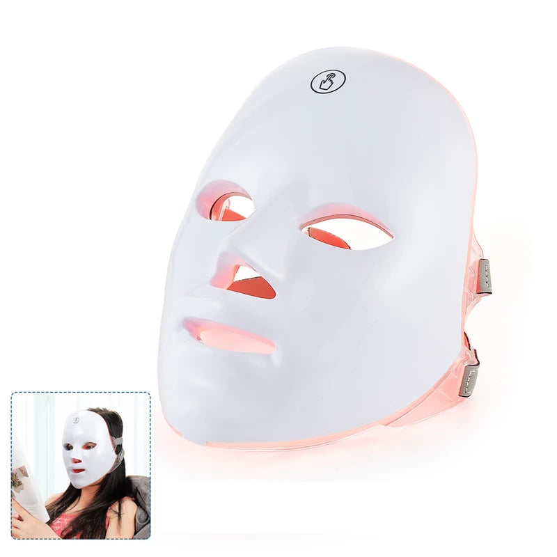 Wireless 7-Color LED Face Beauty Machine - Skin Tightening & Rejuvenation Facial & Neck Mask