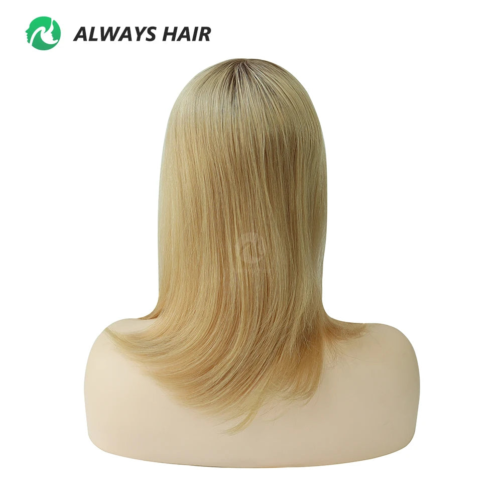 Alwayshair 14"-16" Straight Human Hair Clip-in Topper for Women 120% Density