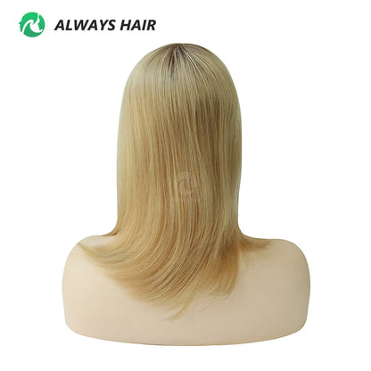 Alwayshair 14"-16" Straight Human Hair Clip-in Topper for Women 120% Density
