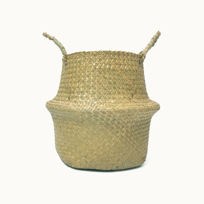 Storage Baskets - Straw Wicker Rattan Hanging Flowerpot, Seagrass Folding Laundry & Garden Plant Basket, Home Decor