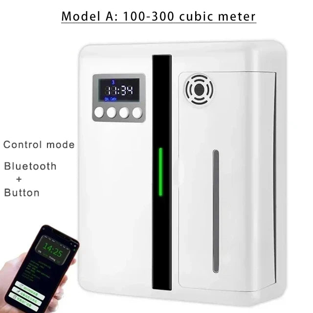 Wall Mounted Room Fragrance Diffuser - Bluetooth Air Freshener with Built-in Fan for Home and Hotel