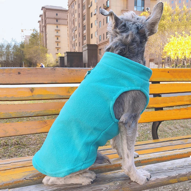 Warm Fleece Dog Jacket with D-Ring – Vest for Small Dogs & Cats, French Bulldog & Chihuahua Coat
