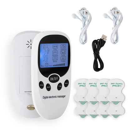 Digital TENS Machine EMS Massager - Electric Pulse Muscle Stimulator for Back & Neck with Electrode Pads