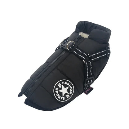 Large Pet Dog Jacket with Harness – Winter Warm Waterproof Coat for Big Dogs & Small Breeds