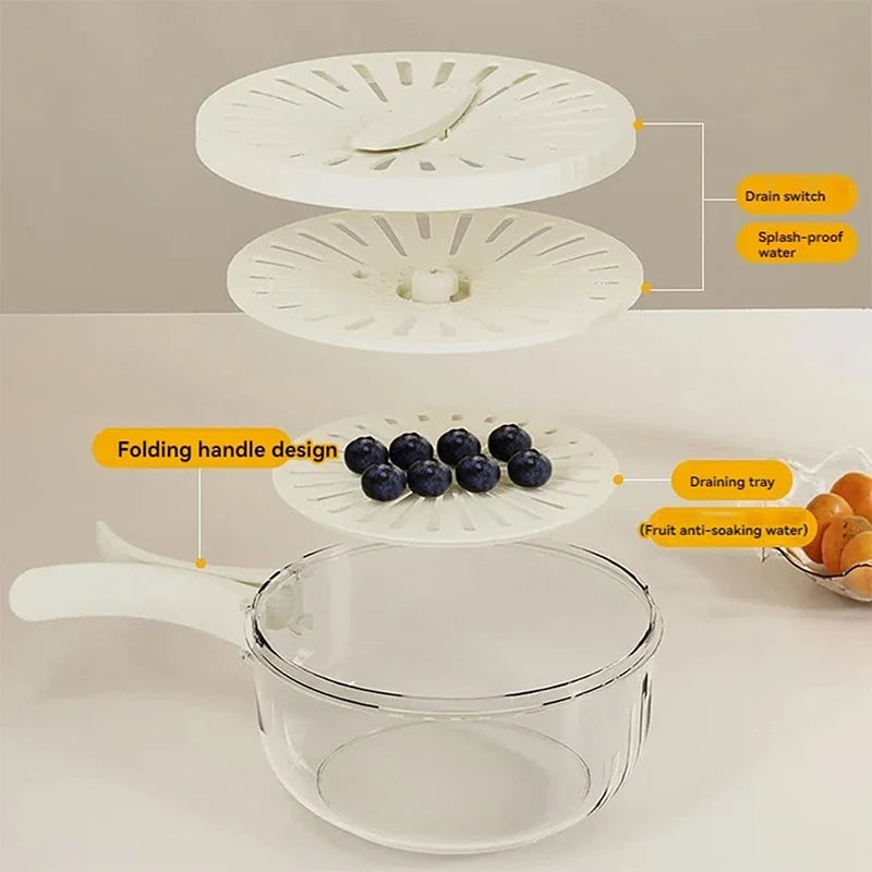 2 In 1 Drainer And Strainer Multi-function Basket With With Lid