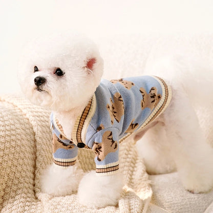 Luxury Striped Cardigan Sweater for Dogs – Warm Coat for Chihuahua, Bichon Frise & Puppies