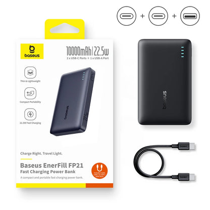Baseus 22.5W Power Bank 10000mAh, QC PD Fast Charging Portable Charger for iPhone 16/15, Samsung, Xiaomi