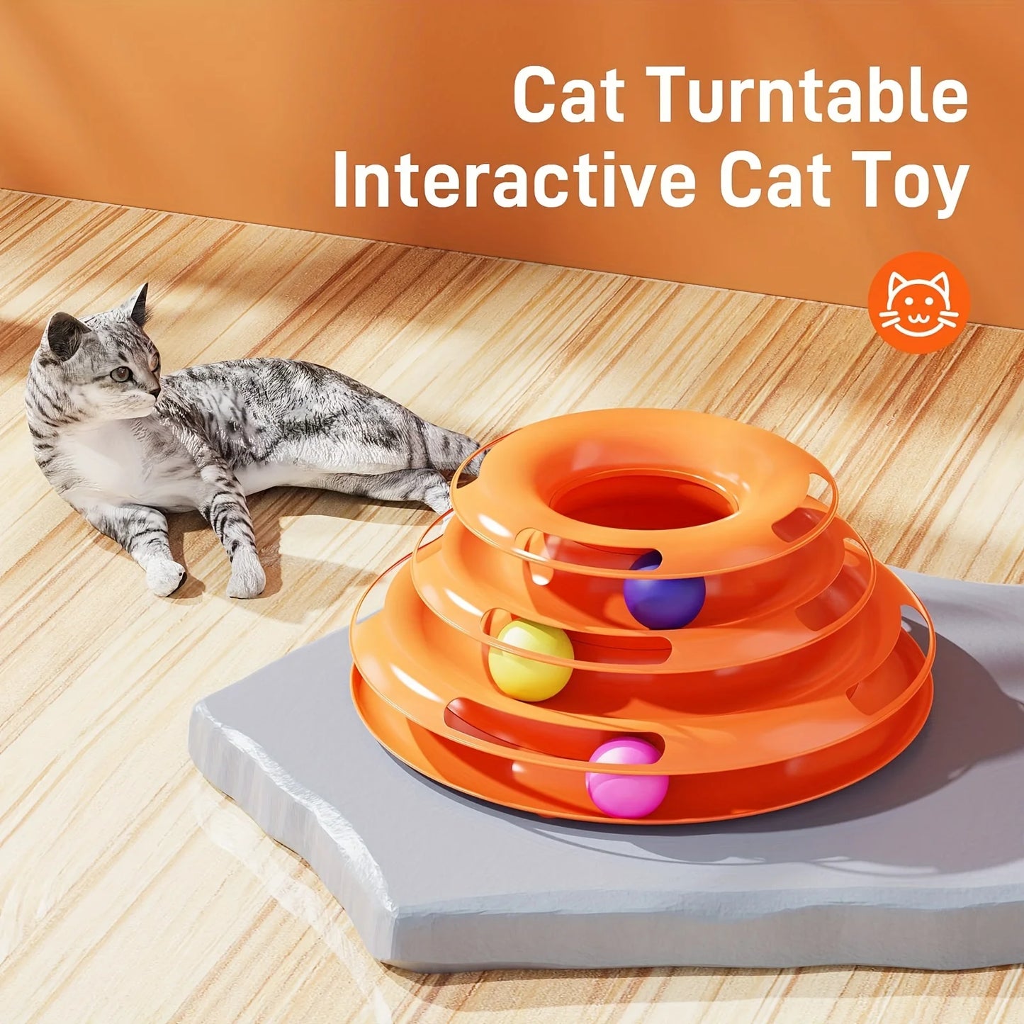 3-Layer Interactive Cat Toy Tower with Colorful Balls – Mental & Physical Exerciser for Cats