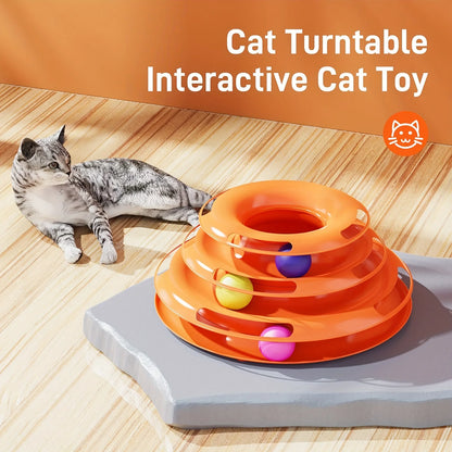 3-Layer Interactive Cat Toy Tower with Colorful Balls – Mental & Physical Exerciser for Cats