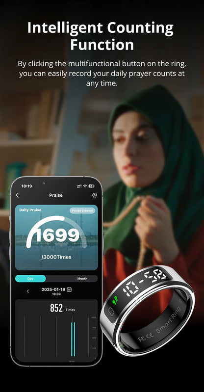COLMI R12 Smart Ring with Display, Touchscreen, Wireless Charging & 5 ATM Waterproof