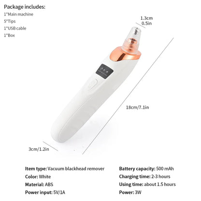Vacuum Nose Blackhead Remover Facial Suction Cleaner Pimple & Dead Skin Extractor