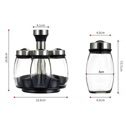 Single Bottle Glass Jar and Spice Jar Set with Rack for Seasoning, Sugar, Salt, and Pepper
