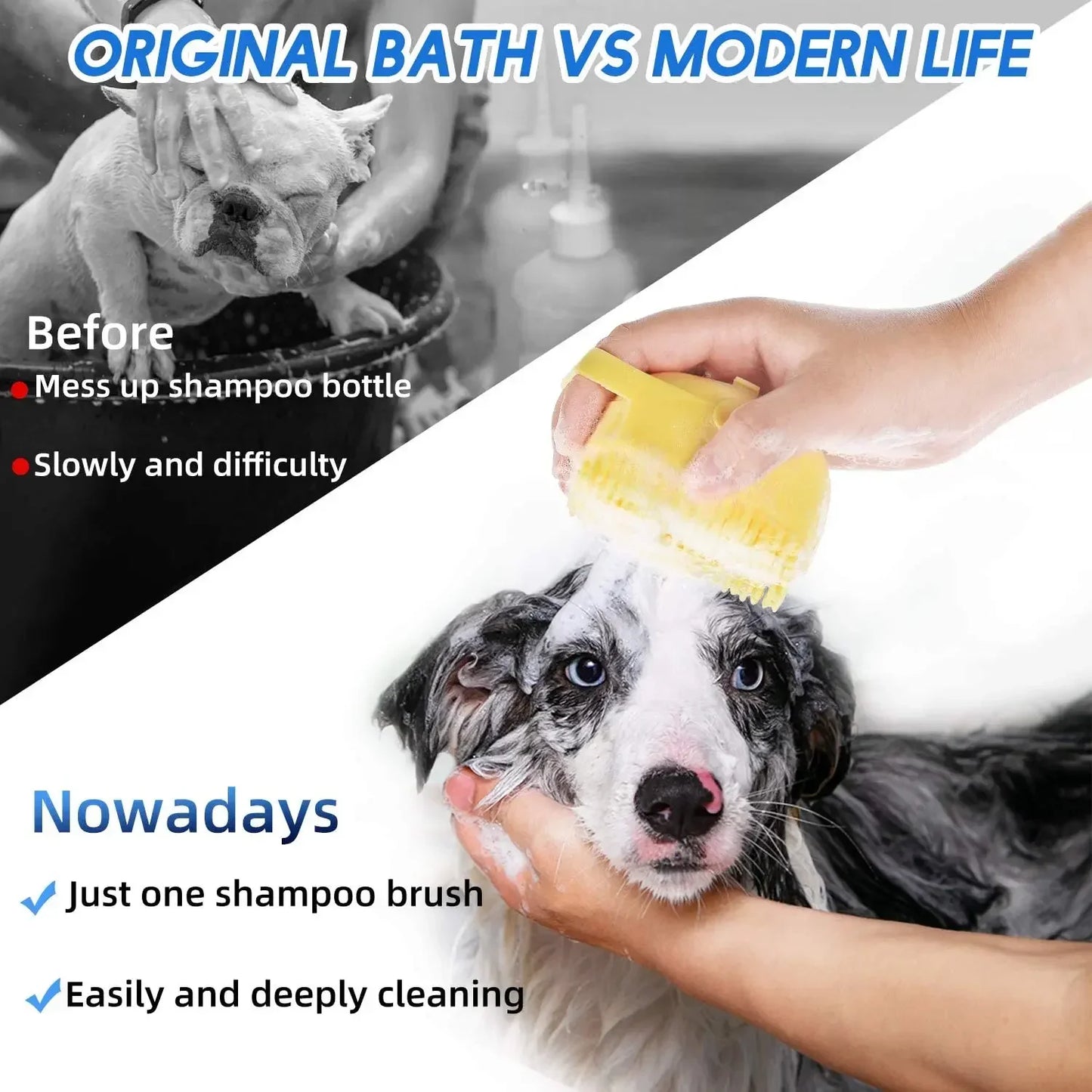 Pet Dog Shampoo Brush 2.7oz 80ml Cat Massage Comb Soft Silicone Rubber Grooming Scrubber for Bathing Short Hair