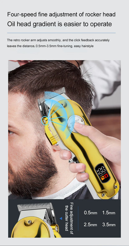 HIENA Professional Barber Hair Clippers Set with Beard Trimmer & Adjustable Steel Blade Hair Cutting Machine