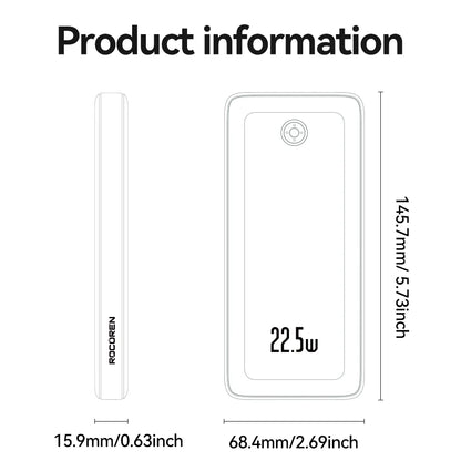 Rocoren 22.5W 20000mAh Power Bank, QC PD 3.0 35W Fast Charge Portable External Battery for iPhone 16, Xiaomi