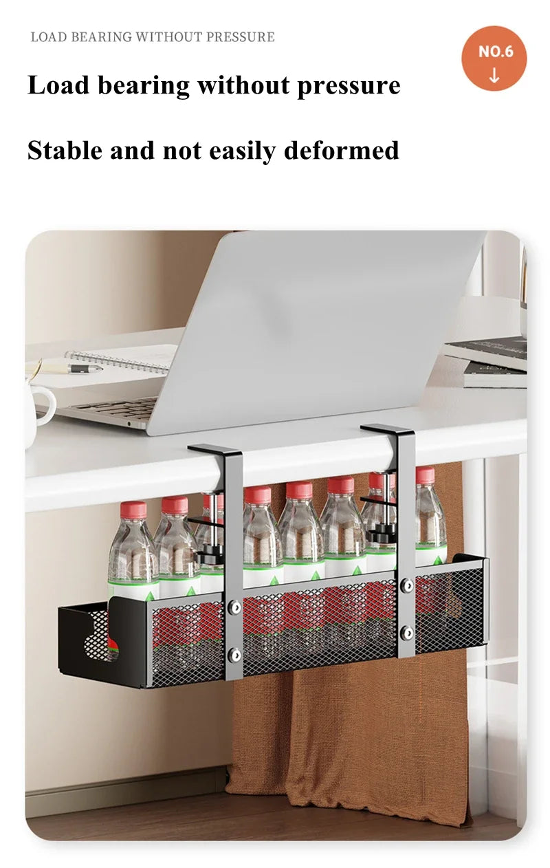 Under Desk Cable Management Tray - No Drill Steel Wire Organizer for Desk & Rack