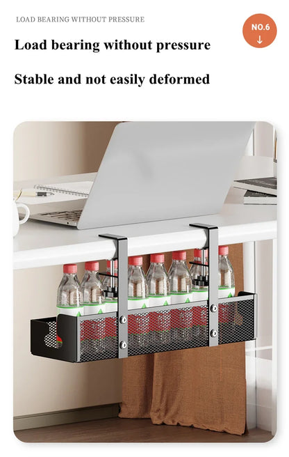 Under Desk Cable Management Tray - No Drill Steel Wire Organizer for Desk & Rack