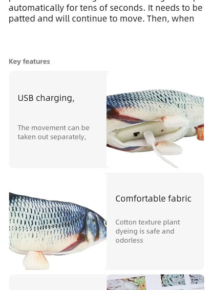 USB Charging Electric Fish Toy – Interactive Pet Chew Toy for Dogs & Cats