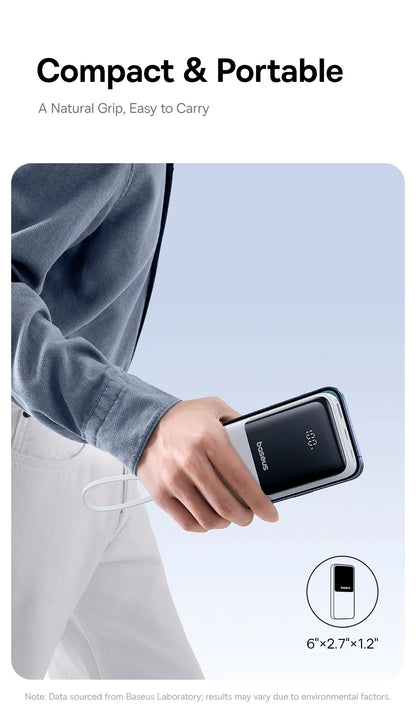 Baseus 20000mAh Power Bank, PD 22.5W Fast Charging, External Battery Charger for Xiaomi, Poco, iPhone, Samsung, iPad