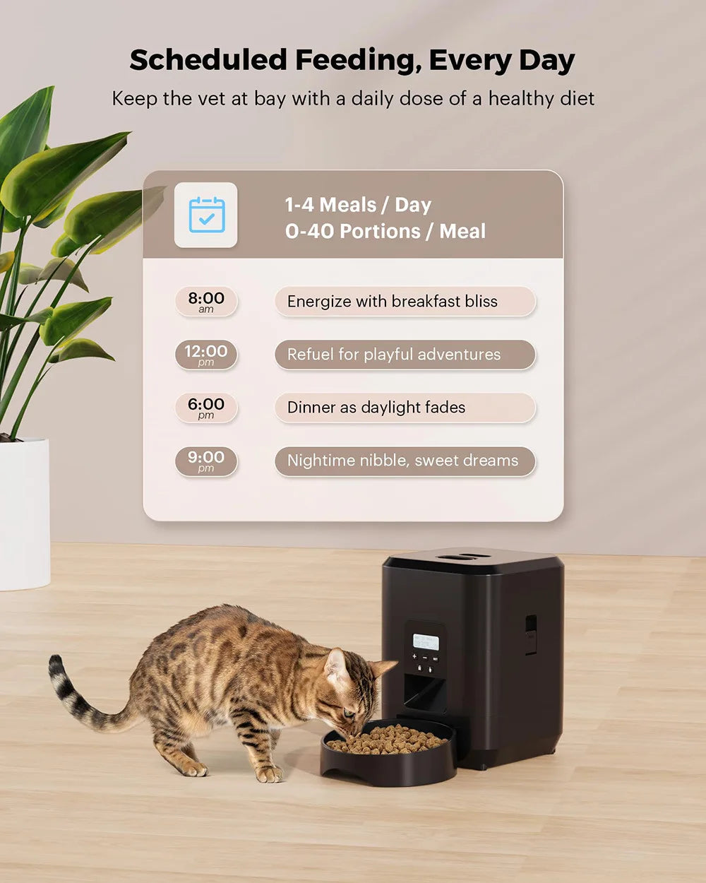 2L Smart Automatic Pet Feeder with Timer & WiFi App for Dogs & Cats