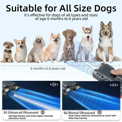 2-in-1 Ultrasonic Dog Repeller & Training Device with Flashlight