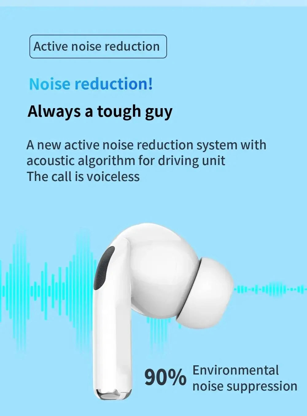 Tideboom W01 TWS Max Wireless Bluetooth Earbuds - Noise Cancelling for iPhone & Android