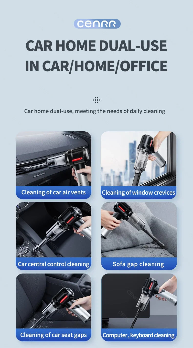 CENRR 998000PA Car Vacuum Cleaner, Powerful Handheld Wireless Blower for Home & Car