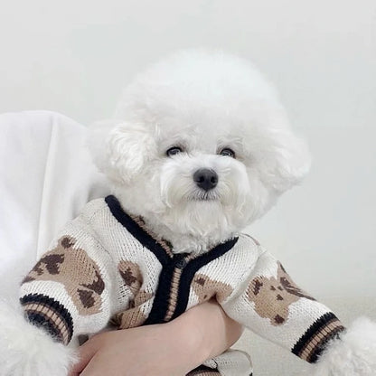 Luxury Striped Cardigan Sweater for Dogs – Warm Coat for Chihuahua, Bichon Frise & Puppies