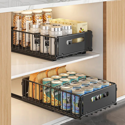Non-Perforated Folding Cabinet with Pull-out Basket for Kitchen Sink & Snack Storage