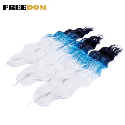 FREEDOM Synthetic Braiding Hair Extensions 24inch Loose Deep Wavy Ombre Brown Rainbow Twist