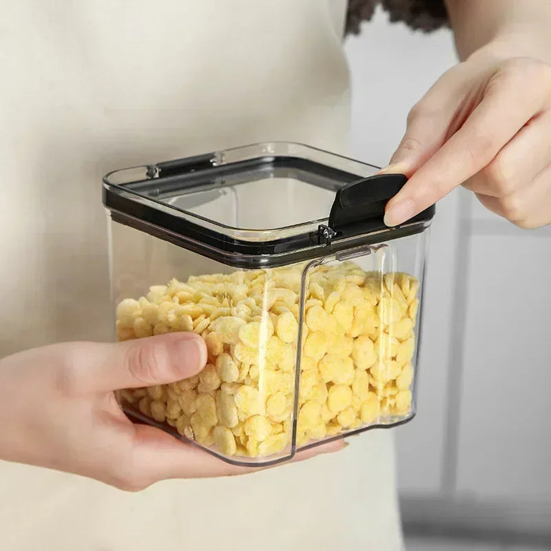 Stackable Plastic Food Storage Containers Set 460-1800ml for Grains, Tea & Snacks