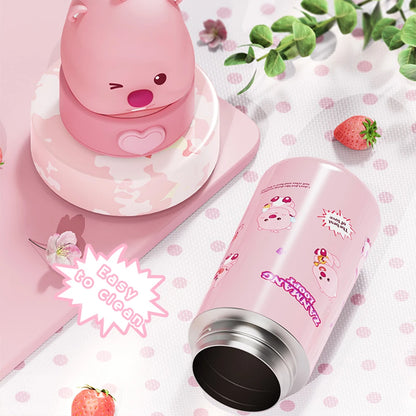 350ML Kawaii Loopy Stainless Steel Thermos – Cartoon Beaver Vacuum Flask for Kids and Girls