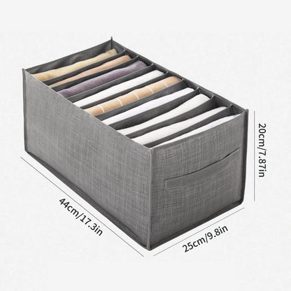 9-Panel Pants Storage Box - Jeans Compartment Organizer, Layered Design for Home Wardrobe