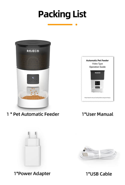 ROJECO Automatic Cat Feeder with Camera & Smart Voice Recorder for Cats & Dogs
