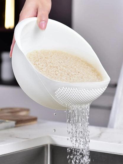 Colander Rice Bowl Drain Basket with Handle for Fruits & Washing Organizer