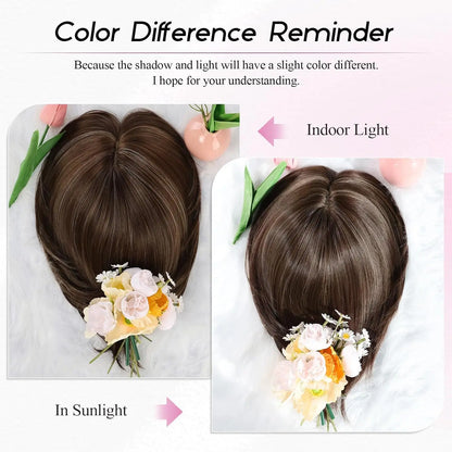 10" Synthetic Bob Hair Topper for Women with Large 7" × 7" Base for Thinning Hair