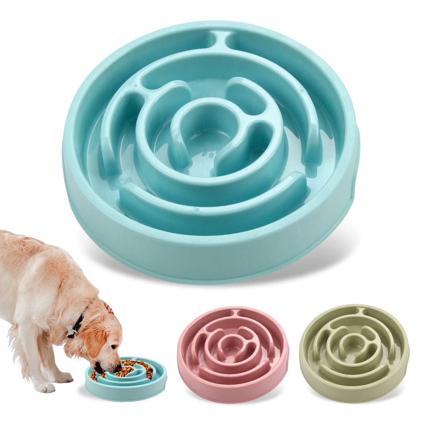 Non-Slip Pet Dog Slow Feeder Bowl – Anti-Gulping Eco-Friendly Dish for All Dog Sizes